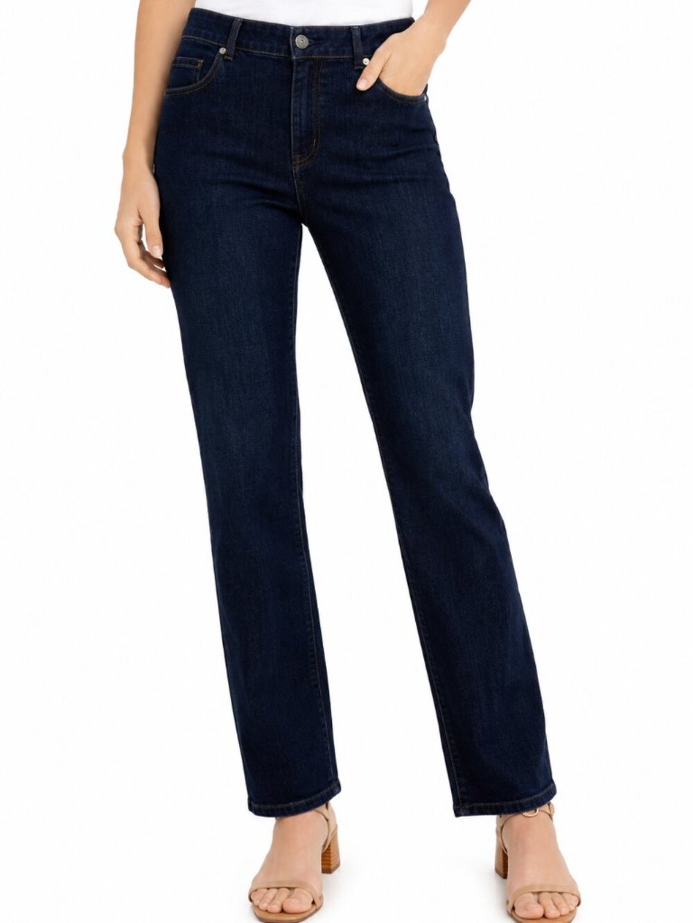 Isaac Mizrahi Stretch Denim Jeans Straight Leg Size 10